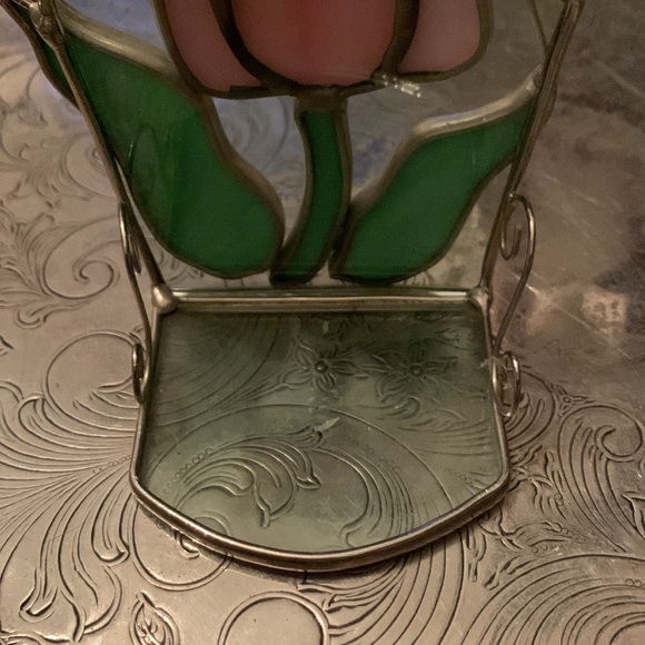 Tulip stained glass candleholder guc no cracks - Picture 2 of 2